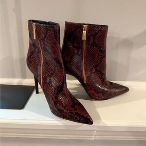 Michael Kors Burgundy Snake Print Heeled Boots size 8
